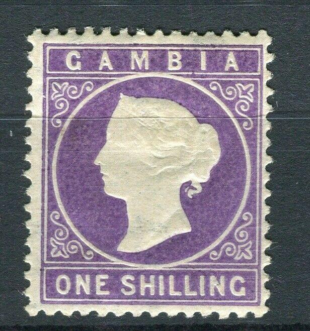 GAMBIA; 1886 classic QV Crown CA issue Mint hinged Shade of 1s. value