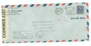 US 830 1941 30c Roosevelt (presidential/prexy series-solo) paid the 30c per half ounce airmail rate to Europe on this 11/28/41 c