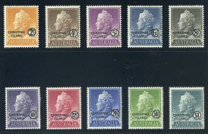 Australia - Christmas Island 1958 QEII Definitives set MLH. SG 1-10. Sc 1-10.