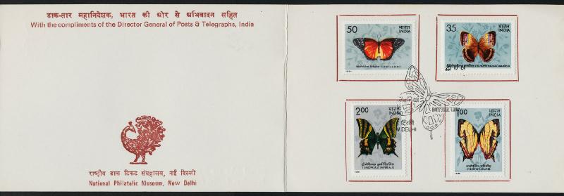 India 935-8 presentation  Card - Butterflies