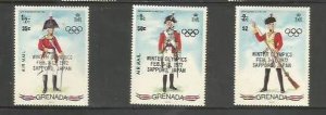 GRENADA - 1972 - Winter Olympics o/p   - Perf 3v Set - Mint Never Hinged