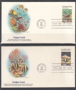 US 1827-1830 Coral Fleetwood Set of Four U/A FDCs