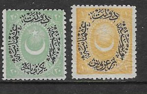 Turkey #43-44  Surcharged  (MLH) CV $4.00