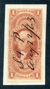R69a -$1- Inland Exchange-imperf - used-red -very neat ms cancel S&P Aug 22/63