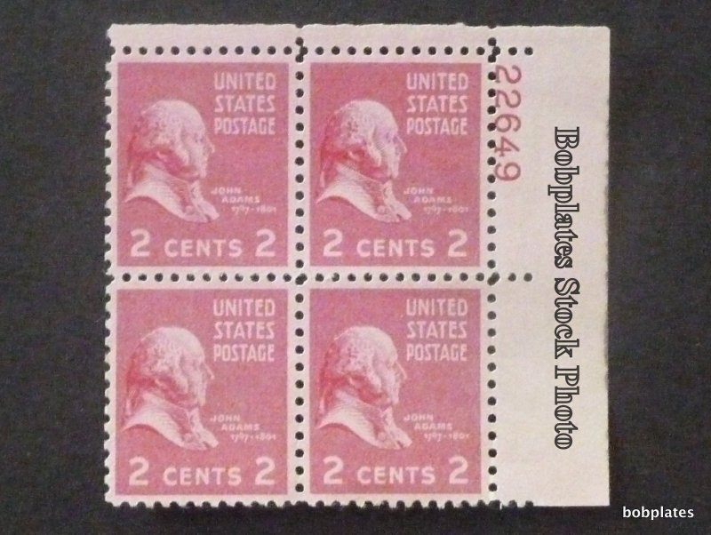 BOBPLATES #806 Adams Eye Plate Block F-VF MNH CV=$1.1~See Details for #s/Pos *