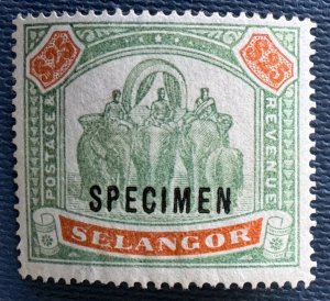 MALAYA SELANGOR 1895-99 SPECIMEN opt $25 Elephants MNG SG#66s M5441