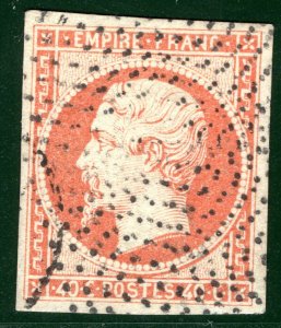 FRANCE CLASSIC Stamp NAPOLEON 40c Orange Super *ROLLER OF DOTS* Cancel SGREEN37