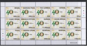 ULTRA RARE 15 Country Sheet Sheet 2015 Common Issue ECOWAS ECOWAS 40 Years-