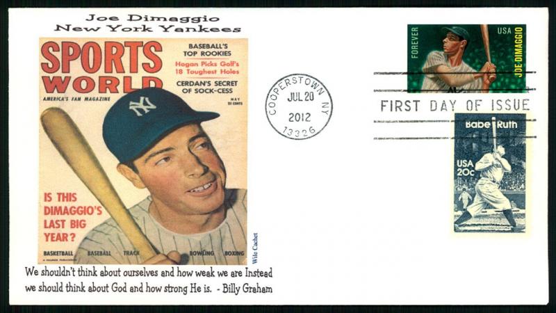 2012 Joe Dimaggio - NY Yankees Baseball Combo - Wile Cachet