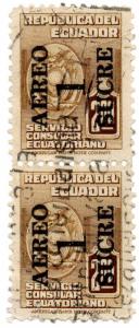 (I.B) Ecuador Revenue : Consular Service $2 (Air Mail Overprint) 