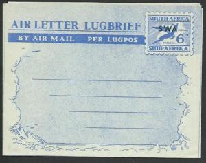 SOUTH WEST AFRICA. Sth Africa 6d airletter optd SWA, fine unused...........58364