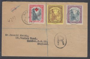 Bahamas, 1917 Staircase Semi-Postal on registered cover to England