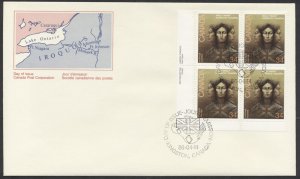 1986 #1091 Molly Brant FDC, LL Plate Block, Canada Post Cachet