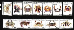 Cocos Is.-Sc#249-60- id10-unused NH set-Marine Life-Crustaceans-1992-