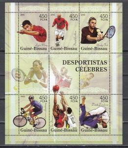 Guinea Bissau, Mi cat. 3140-3145 A. Sport Celebrities sheet. ^