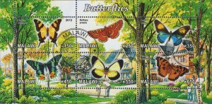Malawi Butterflies Souvenir Sheet of 6 Stamps