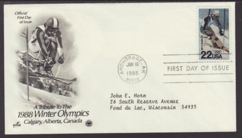 US Winter Olympics 1988 PCS Typed FDC BIN