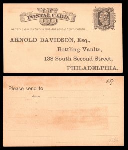 US STAMPS #UX4 WMKED UNUSED POST CARD CAT. $700 LOT #3056