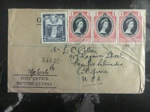 1953 British Guiana Cover QE II Queen Elizabeth coronation To California Usa
