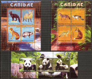 Congo 2007 2011 Pandas Fox 3 sh. MNH Cinderella {s038}