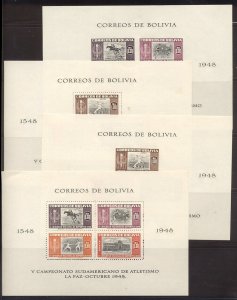 BOLIVIA #C155a-b, C156a-b Mint - 1948 Sports S/S