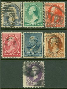 EDW1949SELL : USA 1887 Scott #212-18 Used. Many VF-XF. Minor faults. Cat $453.00