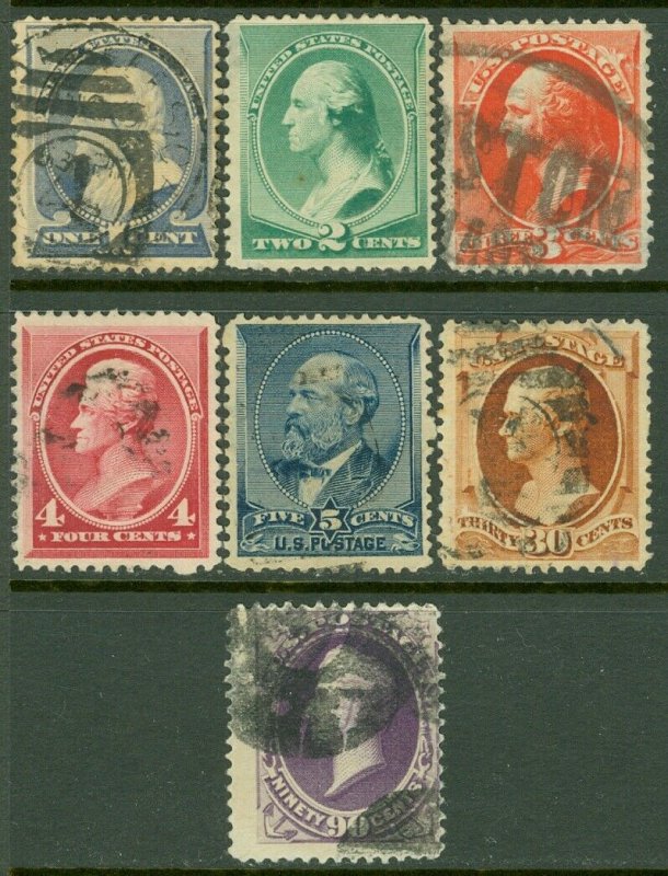 EDW1949SELL : USA 1887 Scott #212-18 Used. Many VF-XF. Minor faults. Cat $453.00