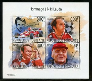 TOGO 2019  TRIBUTE TO NIKI LAUDA FORMULA I DRIVER SHEET  MINT NH