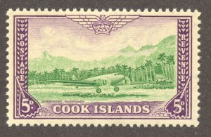 Cook Islands Scott 135 Unused VLHOG - 1949 Mail Plane Landing - SCV $5.00