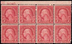 579, Mint NH 2¢ Plate Block of Eight Stamps CV $1110.00 - Stuart Katz