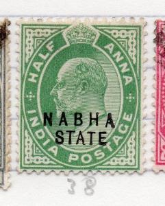 Indian States Nabha 1903-1910 Early Issue Fine Mint Hinged 1/2a. Optd 198854