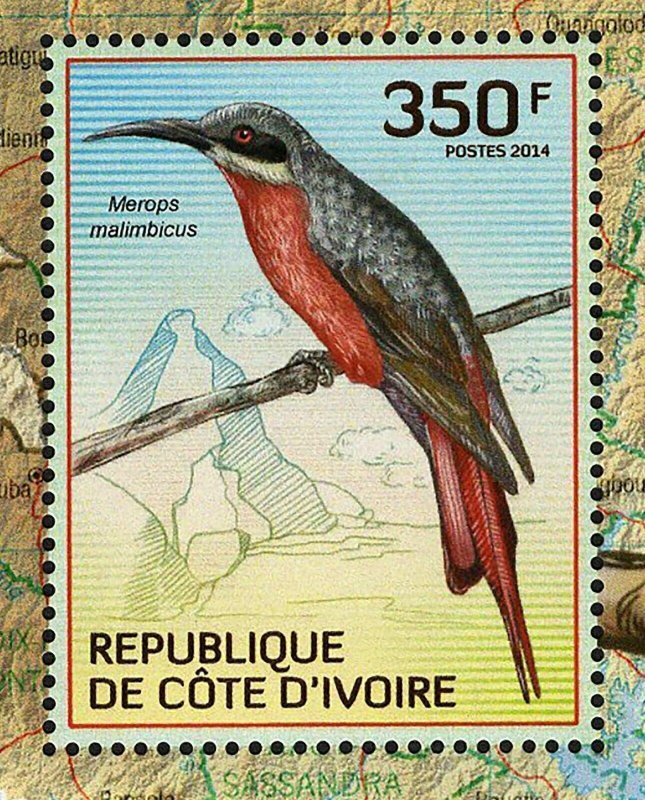 Bee-eaters Stamp Birds Merops Malimbicus Souvenir Sheet MNH #1560