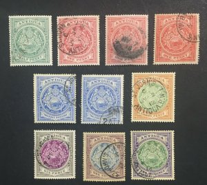 MOMEN: ANTIGUA SG #41-50 1908-17 USED £280 LOT #61643