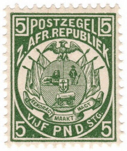 (I.B) Transvaal Postal : Colony Arms £5 (SG 187)