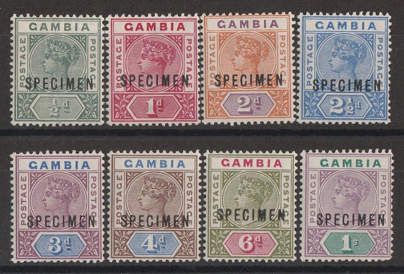 GAMBIA : 1898 QV Key type set ½d to 1/-, SPECIMEN. MNH **.