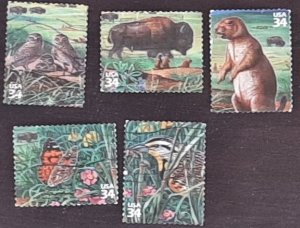 US Scott # 3506b-j; used 34c Great Plains Wildlife/flowers from 2001; VF; off pp