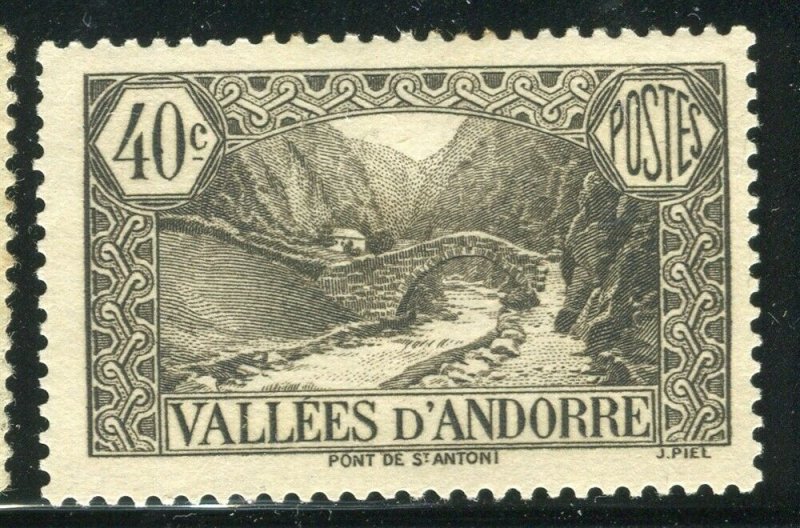 FRENCH ANDORRA; 1932 early Pictorial issue fine Mint hinged 40c. value