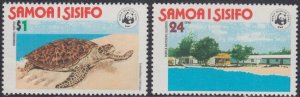 SAMOA Sc # 470-1 CPL MNH SET REPTILES, TURTLES, WWF