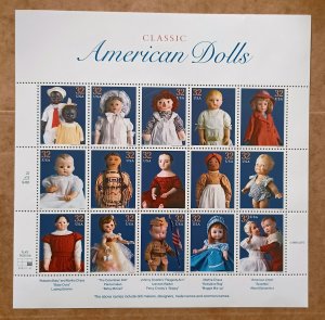 US #3151 32c Classic American Dolls MNH pane of 15 plate #P44444 (1997)