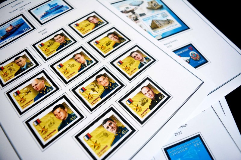 COLOR PRINTED RUSSIA 2021-2023 STAMP ALBUM PAGES (73 illustrated pages)
