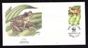 Flora & Fauna of the World #60b-stamp on FDC-Fig Tree Frog-Fiji-single stamp and