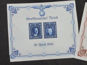 Nazi Germany Third Reich Adolf Hitler - Eva Braun wedding souvenir stamp sheets