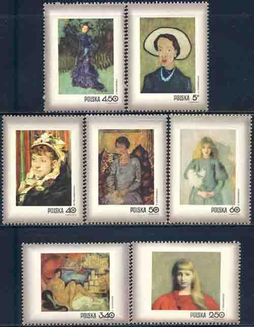 Poland 1971 Sc 1839-45 Women Paintings Art Day Stamp MNH