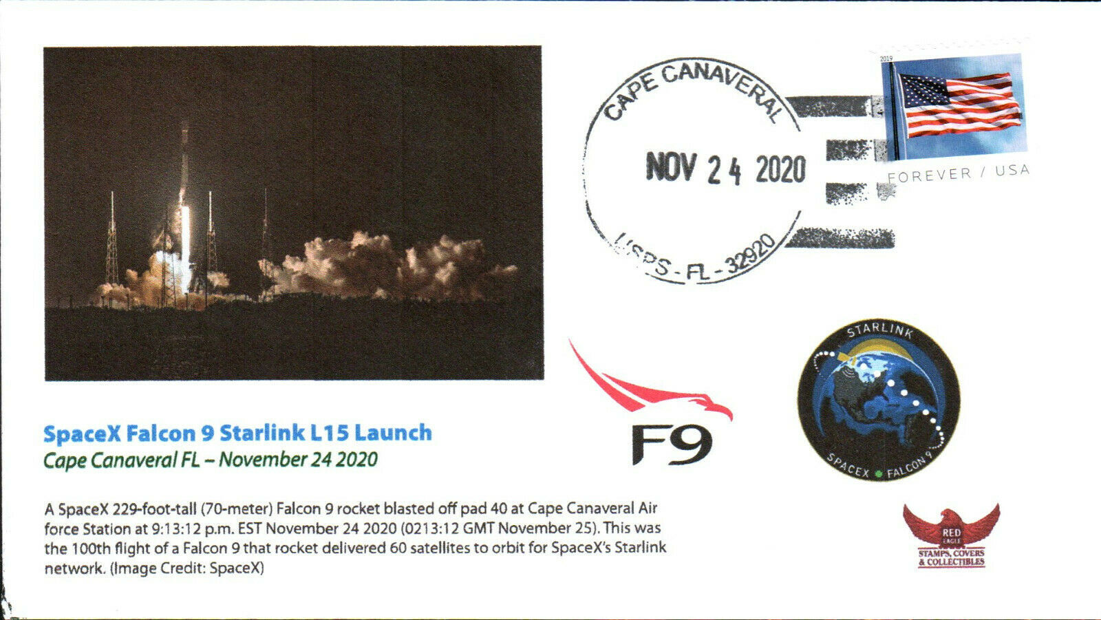2020 SpaceX Falcon 9 Starlink L16 Launch Cape Canaveral 24 November