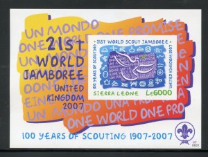 SIERRA LEONE 100th ANNIVERSARY OF  SCOUTING IMPERF SHEET+ SOUVENIR SHEET MINT NH