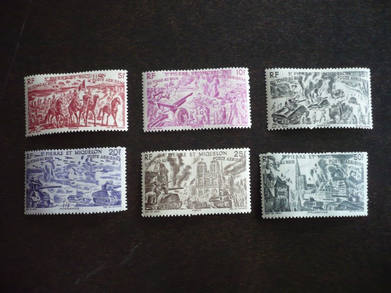 Stamps - St Pierre Miquelon - Scott# C9-C14 - Mint Hinged Set of 6 Stamps
