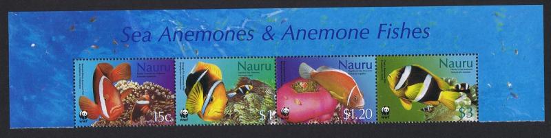 Nauru WWF Anemonefish Top Strip of 4v with Name SG#566-569 MI#553-556 SC#514-517