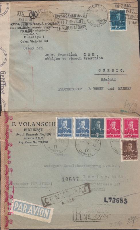 Romania - 1942/1943 censored cover lot (2585)