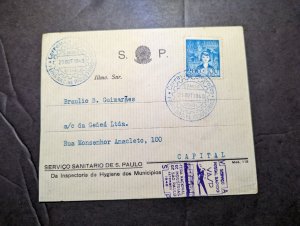1940 Brazil Airmail Cover Sao Paulo to Rio De Janeiro via VASP