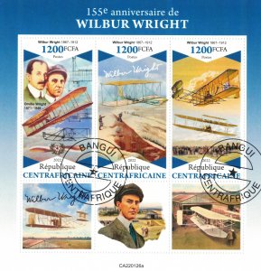 CENTRAL AFRICA 2022 - Wilbur Wright anniv. /complete set- sheet+block (2 scans)